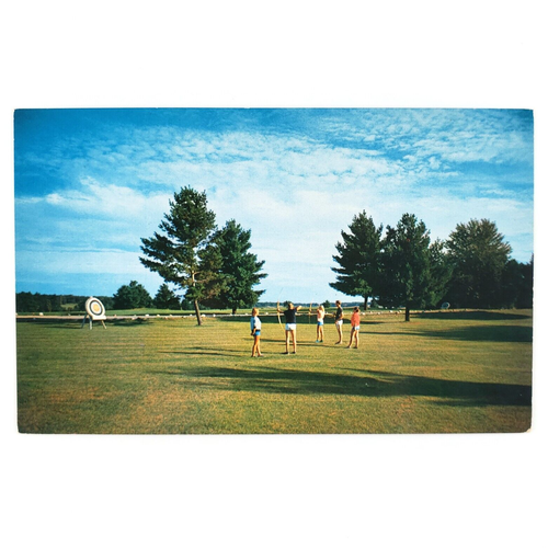 Dell View Hotel Archery Postcard 1950s Lake Delton Wisconsin Dells