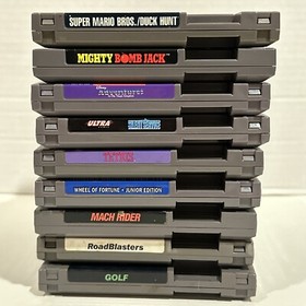 Lote de 9 juegos NES Super Mario Tetris Mighty Bomb Jack Mach Rider &iexcl;PROBADO!