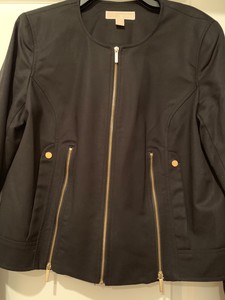 michael kors black jacket with gold zipper