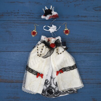 Luxury Palace White Queen Dress Crown Set For 12'' Blythe Doll Factory Outfit