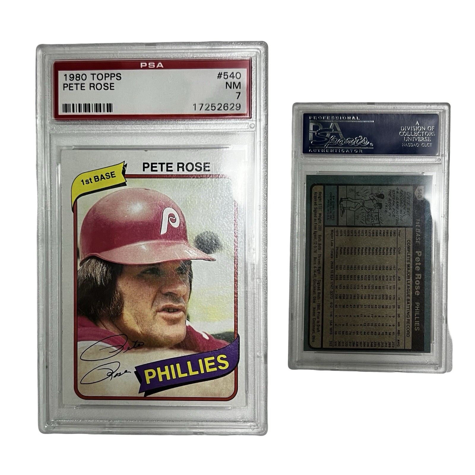 1980 Topps Pete Rose #540 PSA 7 NM Philadelphia Phillies