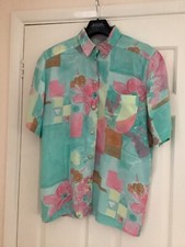 Vintage 1990s ladies blouse shirt padded shoulders short sleeve size 12 