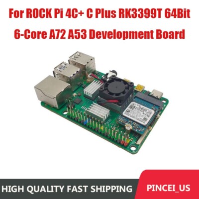 For ROCK Pi 4C+ V1.41 4G RK3399T 64Bit 6-Core A72 A53 Development Board with Fan