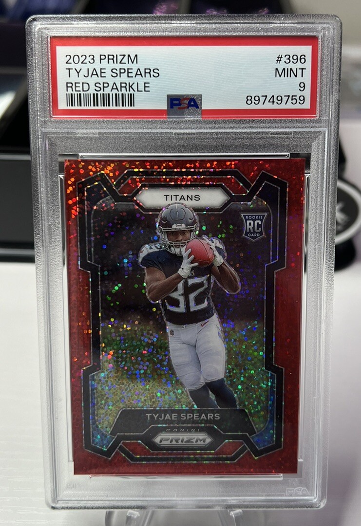 2023 Prizm TYJAE SPEARS RED SPARKLE Rookie RC Tennessee Titans #396 PSA 9 MINT