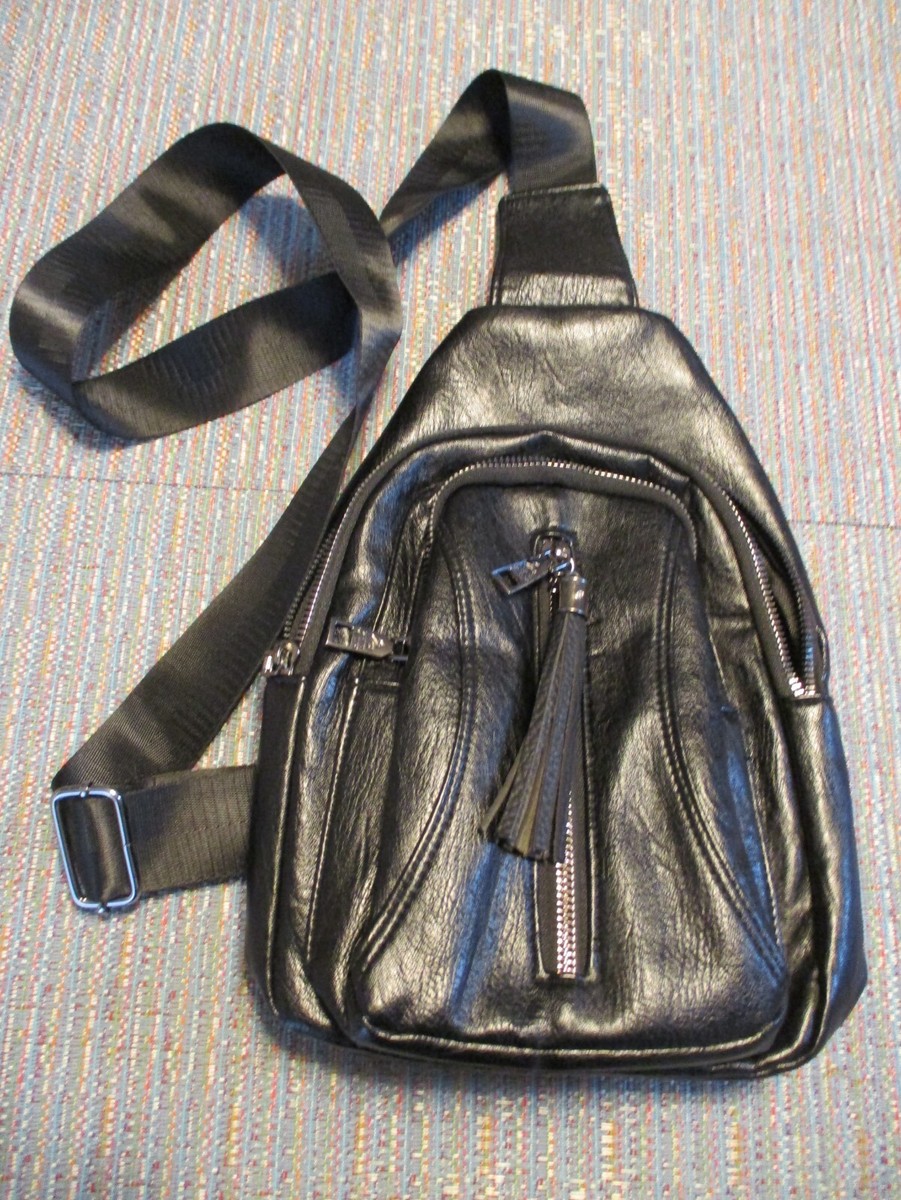 Zhen Meishi Crossbody Sling Mini Backpack BLACK Shoulder Chest Bag