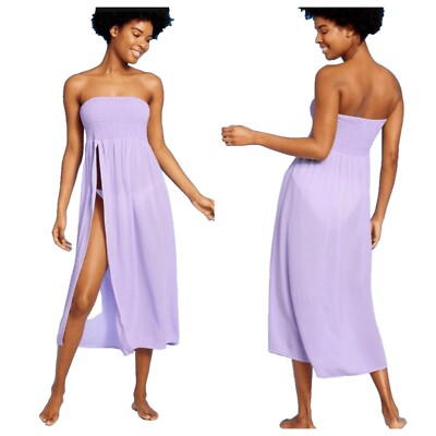 Wild Fable Swim | New Wild Fable Women's Smocked High Slit Convertible Cover Up Dress Purple Xs | Color: Purple | Size: Xs | Rosebud_Resale's Closet