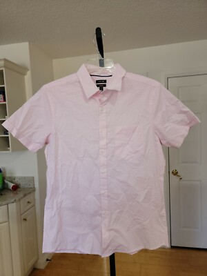 MEN'S APT. 9 SLIM FIT STRIPED STRETCH SHORT SLEEVE BUTTON FRONT SHIRT SZ M. NEW