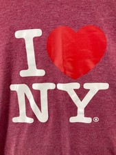I Heart NY Mens Promo TShirt Small Red Spellout Tourist USA MADE