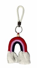 Rainbow Macrame Woven Boho Keyring Keychain 9" Long