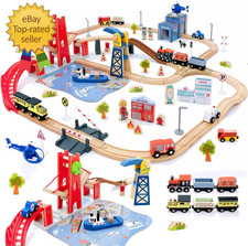117Pcs Wooden Train Tracks Lot Railway Pieces Set Play for Thomas the Train Brio