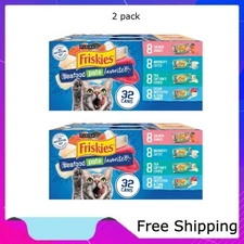 2P Purina Friskies Pate Seafood Favorites Variety Pack, Wet Cat Food 5.5 oz Cans