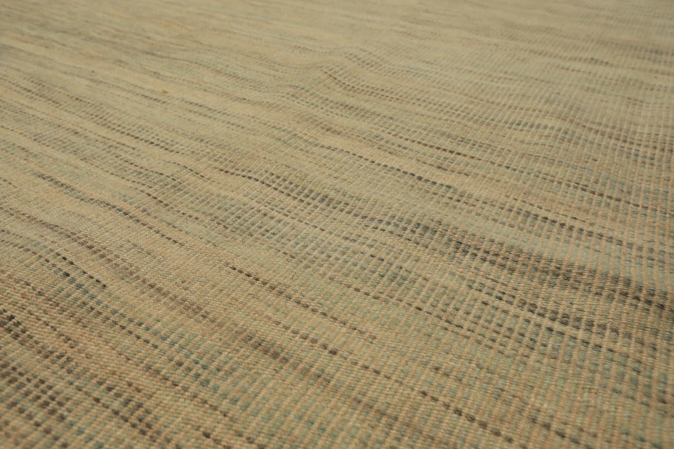 Современный шерстяной ковер ручной работы цвета слоновой кости с геометрической текстурой 10 x 14 футов 5 дюймов - Изображение 3 из 4