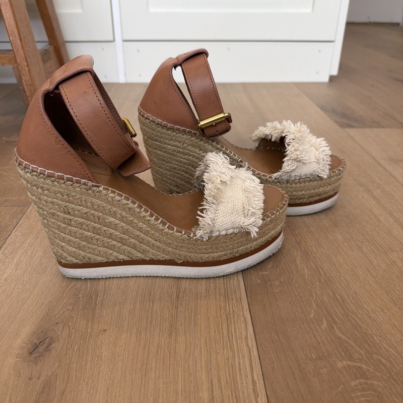 See By Chloe Frayed Wedge Sandals size 38/7.5