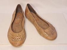 NEW Aldo Size 40 EU/9 US Brown Gold Woven Detail Leather Ballet Flats Slip On