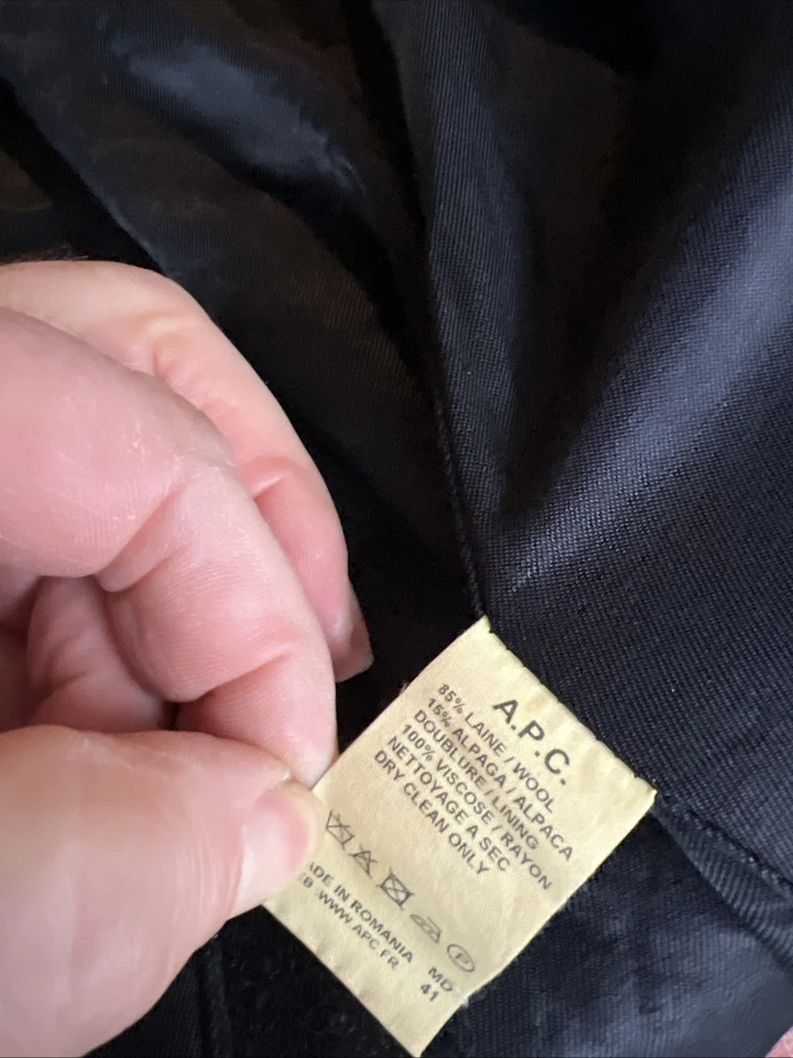 APC Men’s Wool Pea Coat XL - Image 3 of 3