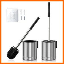 Toilet Brush and Holder Set: 2 Pack Stainless Steel Rustproof Kits with Deep ...