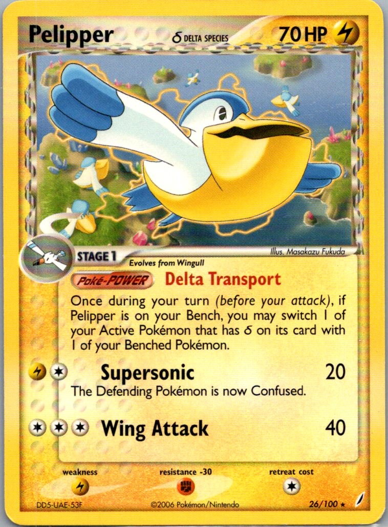 Pelipper 26/100 Rare Crystal Guardians Pokemon Lightly Played