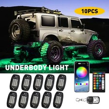 10x Pods Rgb Led Rock Light Set Underbody Neon Lamp Glow Bluetooth Music Control
