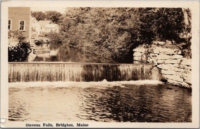 BRIDGTON, Maine Real Photo RPPC Postcard STEVENS FALLS River View / 1934 Cancel
