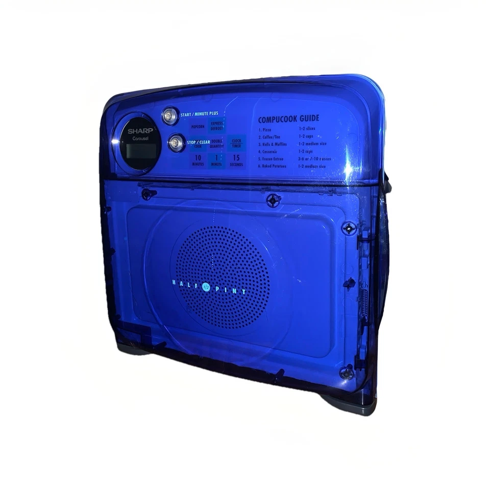 Horno microondas compacto Sharp Carousel media pinta R-120DB azul funciona vintage retro Foto 2 de 4