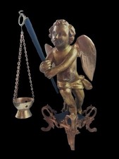 Rare ange d’autel ancien en bois sculpté doré – France fin XVIIIe début XIXe –