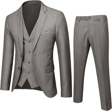 Abiti Da Uomo Cerimonia Completi 3 Pezzi Regular Fit Abiti Formale in Puro Color