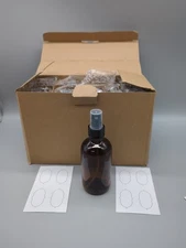 8  NEW 4 oz. AMBER BROWN Round GLASS Spray Bottles Fine Mist Sprayer