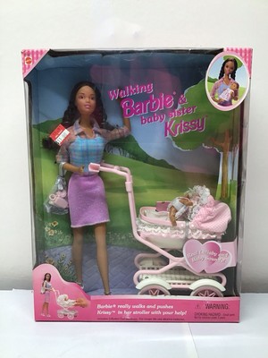 レア！バービー　Barbie & Krissy 人形 NEW Walking Barbie & Baby Sister Krissy Doll African-American