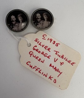 1935 cufflinks commemorating the Silver Jubilee of King George V and Queen Mary