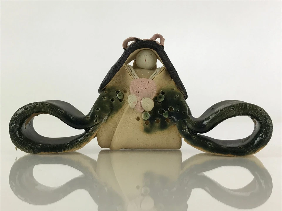 Muñeca Hina Japonesa Cerámica De Colección Princesa Día de la Niña Festival Esmalte Verde ID471 Foto 2 de 4