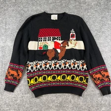VTG Susan Bristol Sweater Womens Size M Hand Embroidered 3D Equestrian Horse Fox
