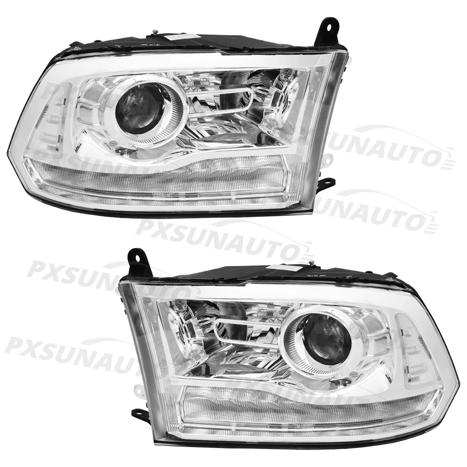 Headlights w/LED DRL For 2013-2018 Dodge Ram 1500 2500 3500 Chrome Projector - Image 2 of 4