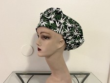 Unisex Bouffant Scrub Cap Surgical Hat Medical Cap Weed Marijuana Cannabis Print