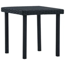 Garden Table Black PE Rattan and Powder-Coated Steel Compact