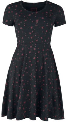 RED by EMP Damen schwarzes kurzes Kleid mit Sternchen-Print