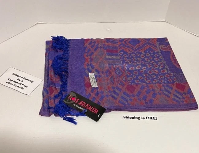 4/NUEVO! Regalo de Jerusalén Tierra Santa 100% Cachemira Bufanda Flecos Diseño Paisley Foto 2 de 4