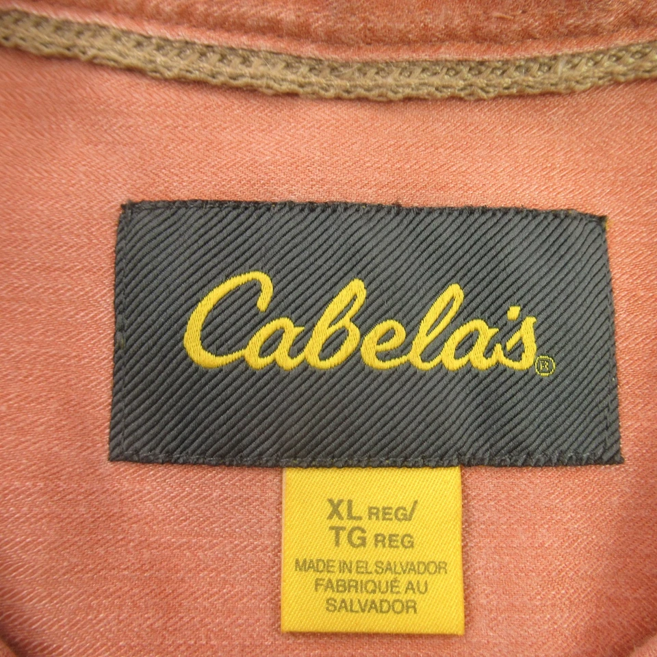 Camisa Cabelas Para Hombre XL Manga Corta Bolsillo Abotonado Informal Naranja Foto 4 de 4