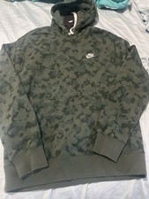 NIKE SPORTSWEAR MENS CLUB GREEN CAMO HOODIE DA0055-337 Size M