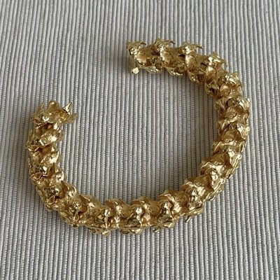 Elena Estaun vergoldet Wirbel Knochen Manschette Armband klobig ungewöhnlich