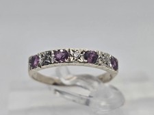 9ct Yellow Gold Diamond & Ruby Half Eternity Ring 1.7g Size L