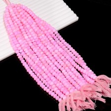 Pink Opal Gemstone Rondelle Shape Smooth Beads 7X7 8X8 mm Strand 8" AB-985