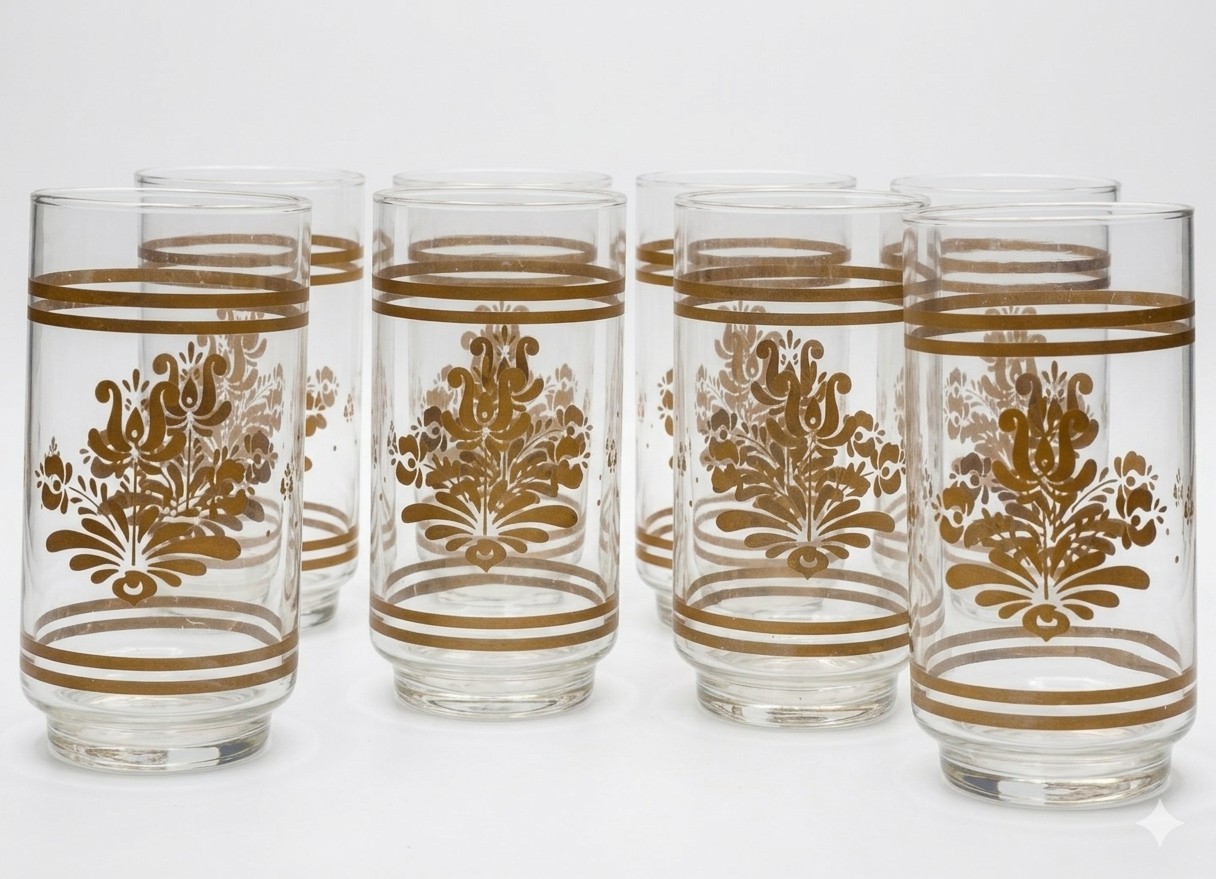 8 Vintage Pfaltzgraff "Village" Tumblers 14oz + BONUS Juice 