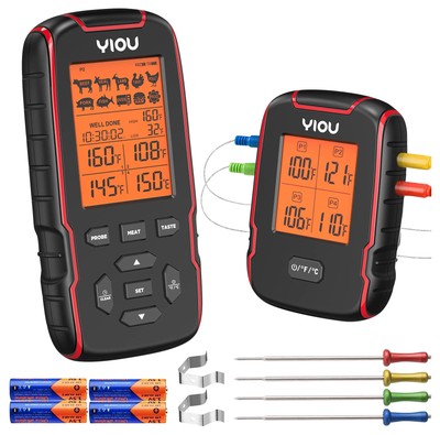 Wireless Meat Thermometer for Cooking, Digital Meat Thermometer with 4 Probes...