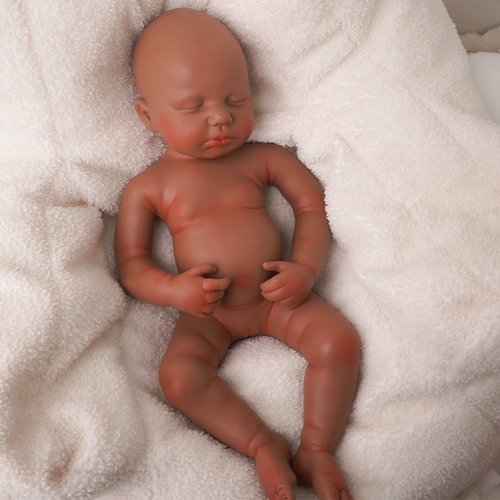 18.9 Inch Silicone Reborn Baby Dolls Lifelike Newborn Girl Dolls Dark Brown