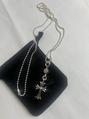 Unworn Chrome Hearts 1 Ball Tiny CH Cross Pendant Silver + 30 Inch