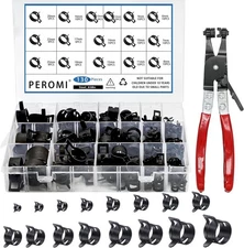 130Pcs 6-25mm Spring Band Hose Clamps 130pcs with Plier, Black 