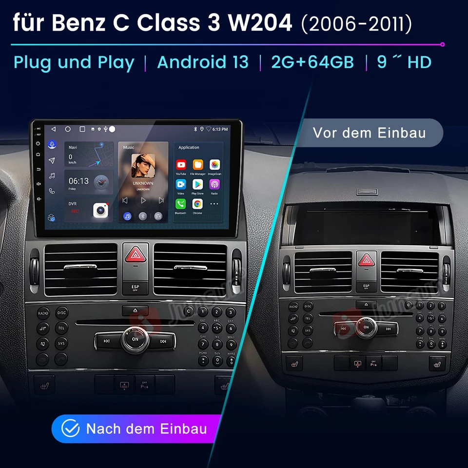 Android14 Carplay 2+64GB Für Mercedes Benz C-Klasse W204 2006-2011 Autoradio GPS - Bild 2 von 4