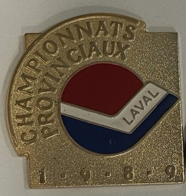 Vtg 1989 Laval Championnats Provinciaux Canada Hockey Hat Pin Lapel Pin Badge
