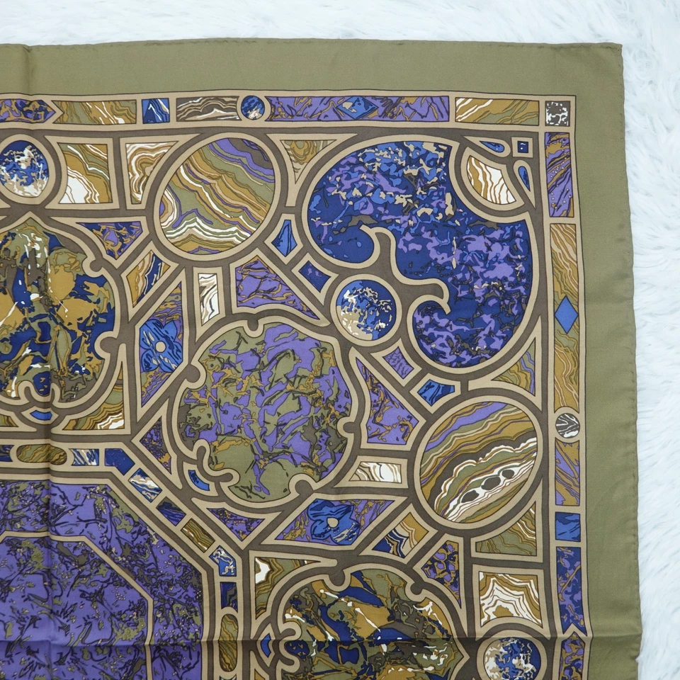 PIERRE BALMAIN Bufanda de Seda Verde Bufandas 34.5" X 35.5" P749 Foto 3 de 4