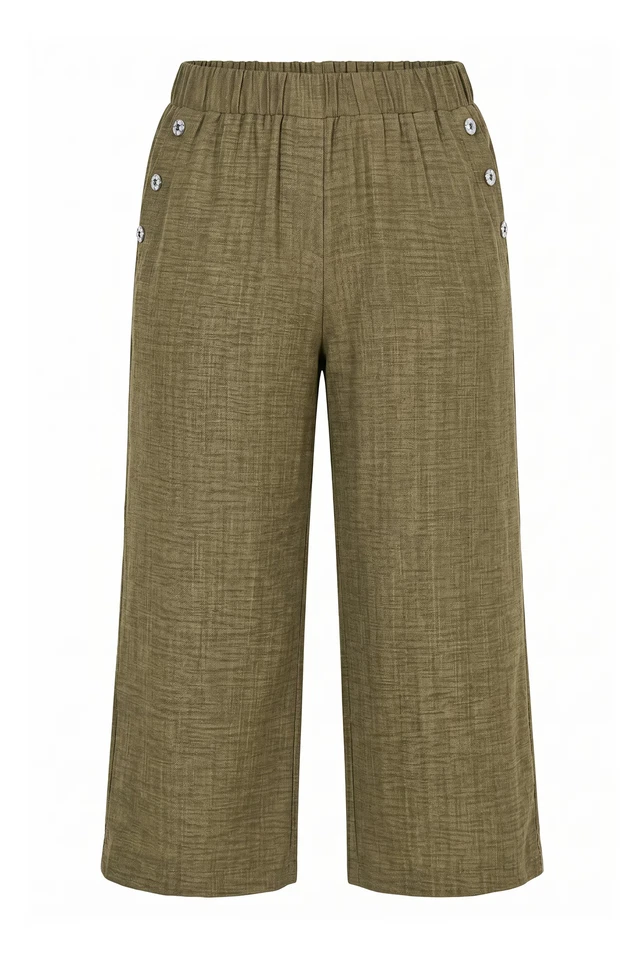 MIAMODA Damen große Größen Hose weites Bein Twill Elastikbund Ziertaschen 854210 - Bild 1 von 1